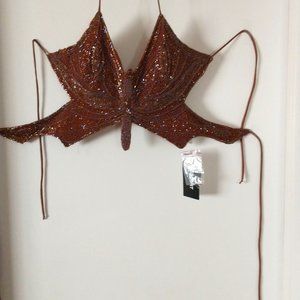 Beaded halter sexy top